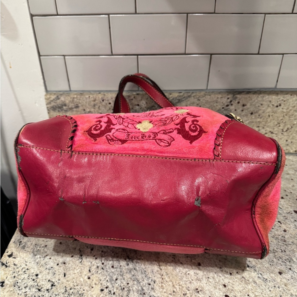 RARE Y2K VINTAGE Juicy Couture Pink Tote Bag velour - Picture 5 of 8